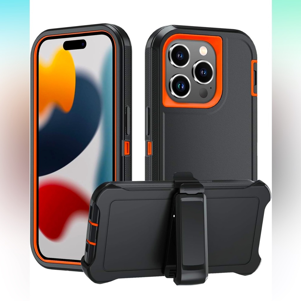 🔥3/$10 NWT iPhone 14 Pro protector case with detachable belt clip